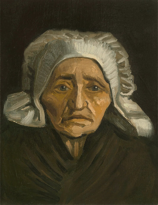 👵 Bondekvindes hoved med hvid hovedbeklædning – Vincent van Gogh (1884)