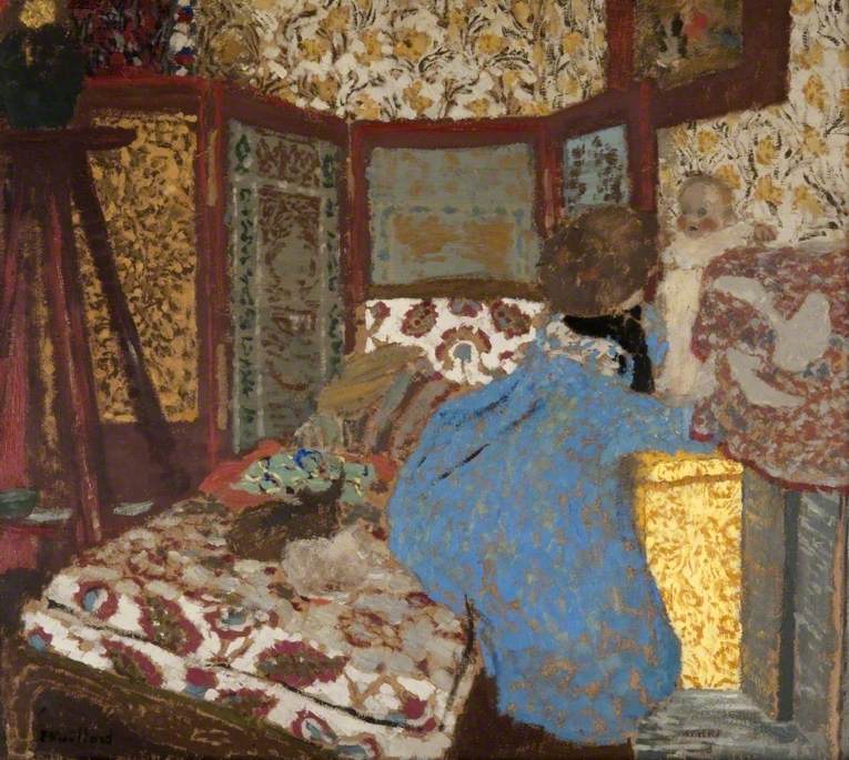 Femme en bleu avec un enfant - Édouard Vuillard