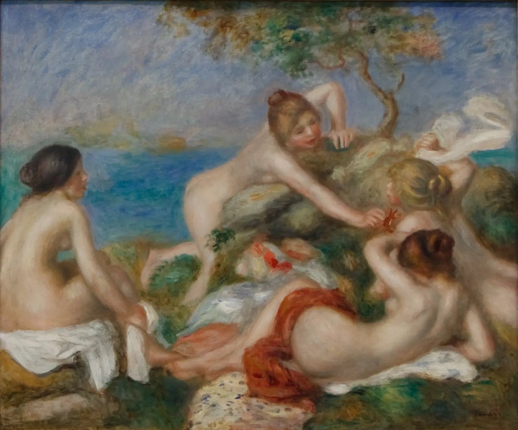 Reproduction du tableau « Baigneurs au crabe - Pierre-Auguste Renoir » par Alpha Reproduction en peinture à l’huile