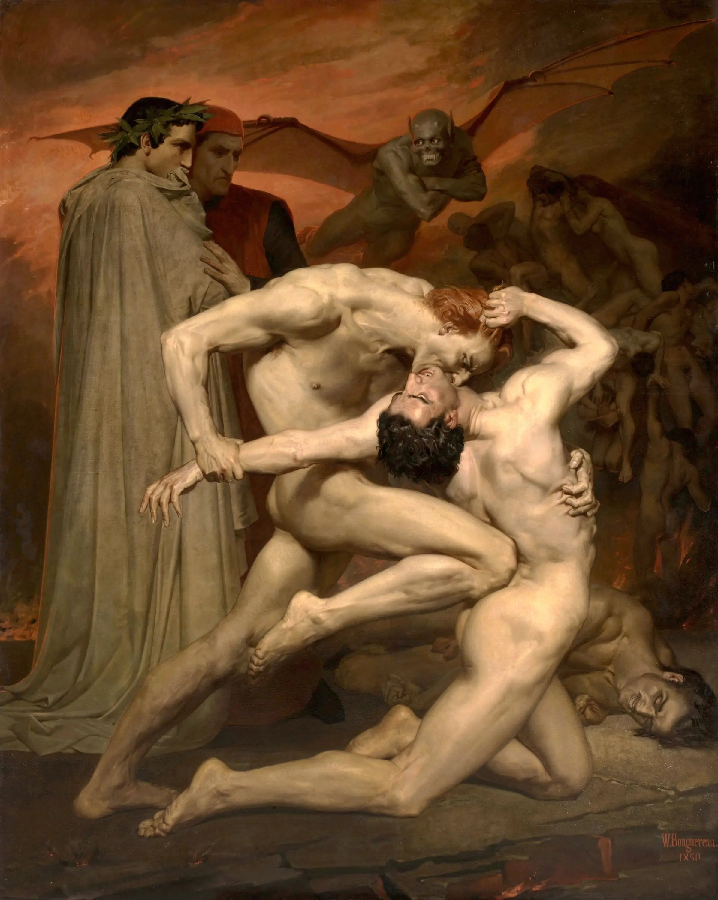 Reproduction du tableau « Dante et Virgille en Enfer - Bouguereau » par Alpha Reproduction en peinture à l’huile