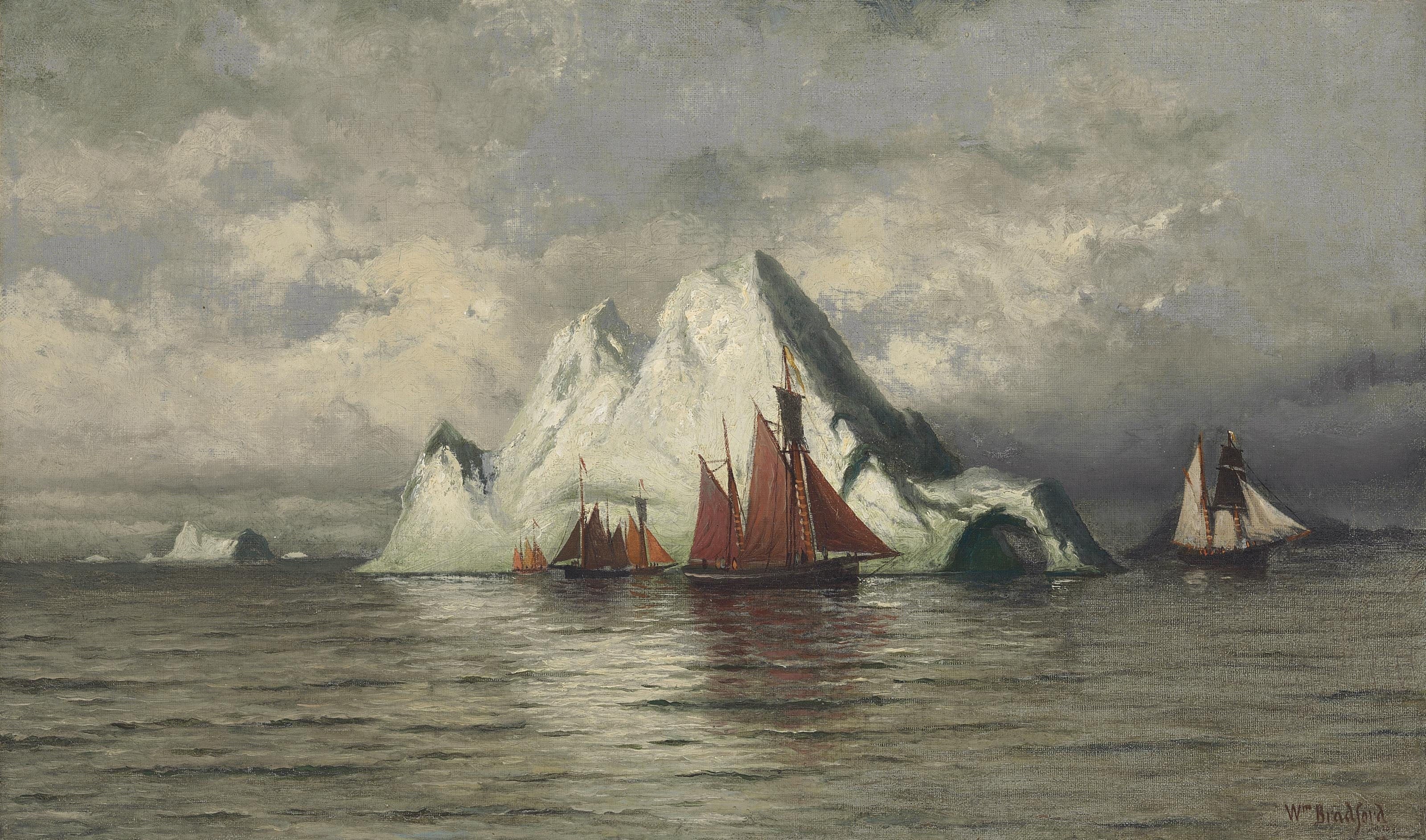 Bateaux de pêche et icebergs - William Bradford
