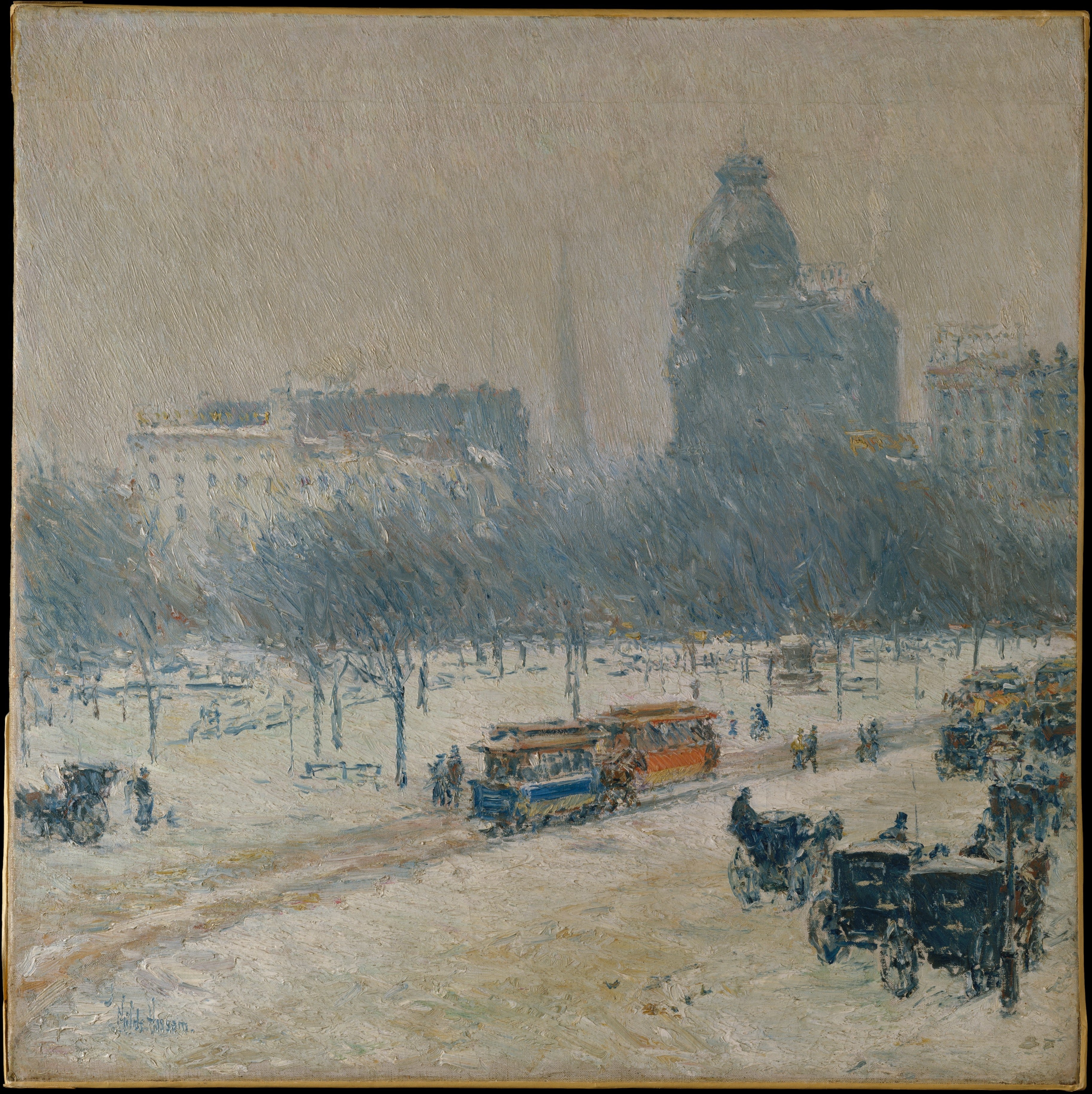L'hiver à Union Square - Childe Hassam