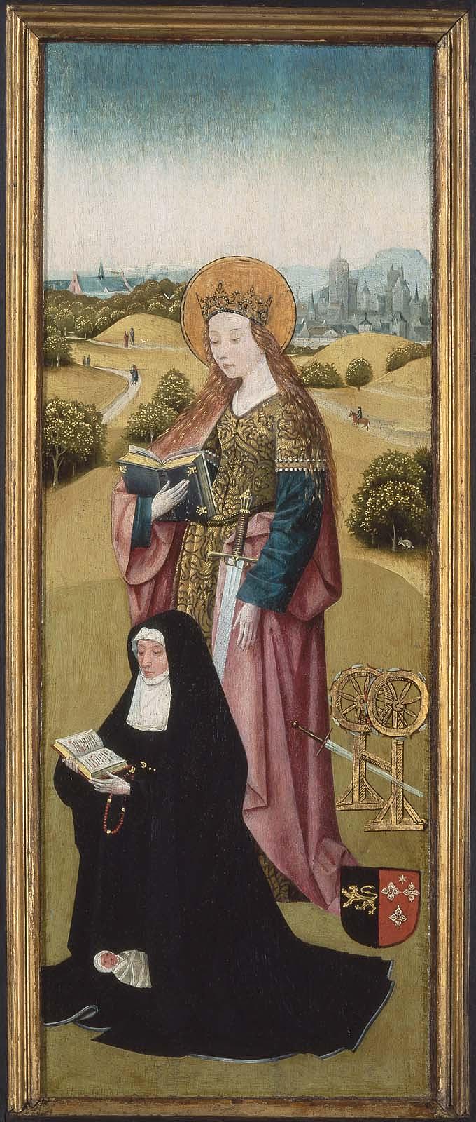 Heilwich van der Rullen og hendes Døtre med Sankt Maria Magdalena (yderside); Hendrixke van Langhel og hendes døde Barn med Sankt Catherine (inderside) - Hieronymus Bosch