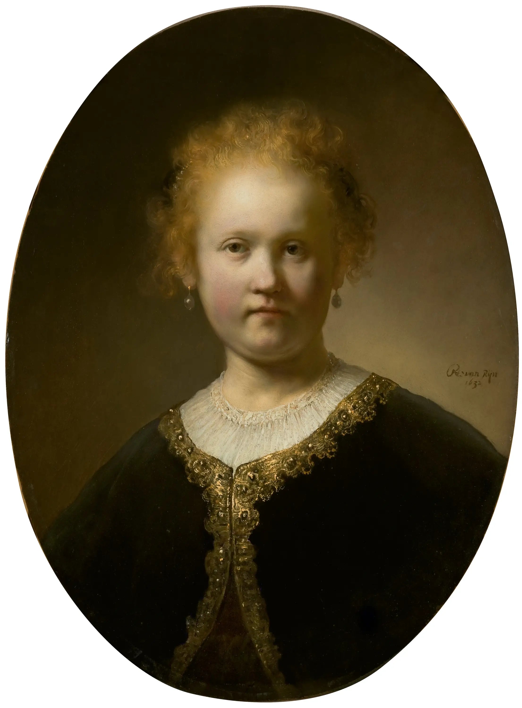 Reproduction du tableau « Portrait d'une jeune femme - Rembrandt » par Alpha Reproduction en peinture à l’huile