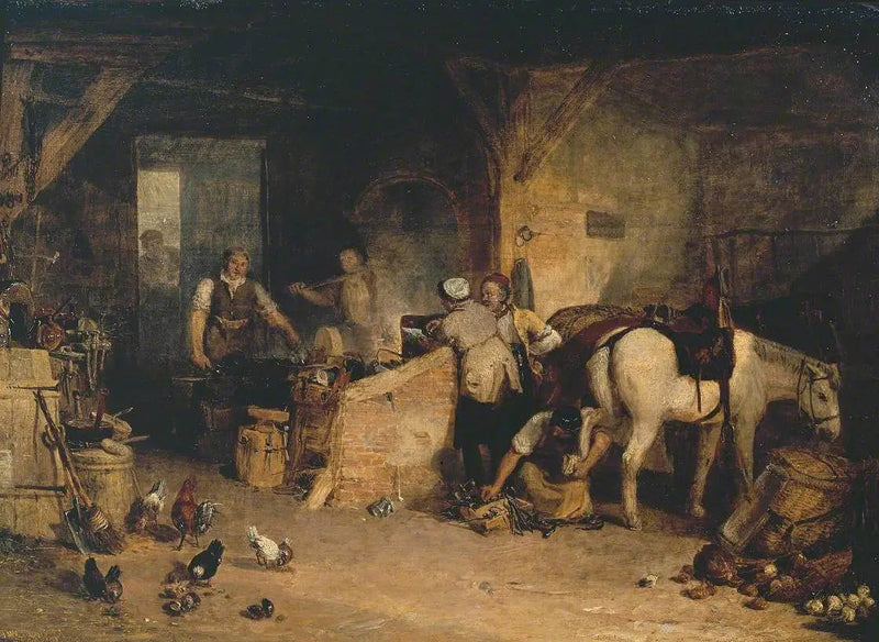 En Landssmed, der diskuterer prisen på jern og prisen, der opkræves af slagteren for at beskytte sin pony - J. M. W. Turner