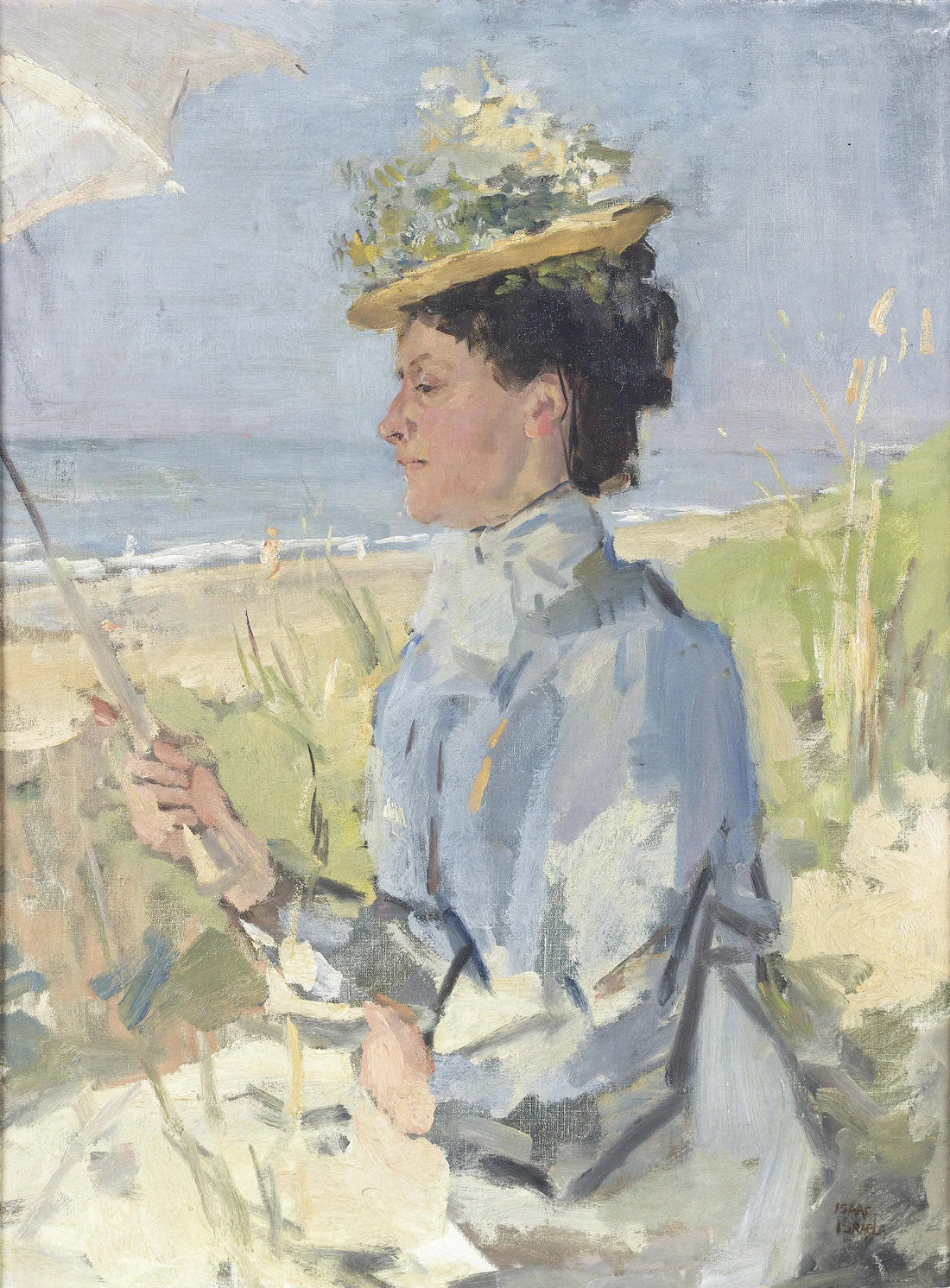 "Ved stranden - Portræt af Martha Salomon - Isaac Israel"