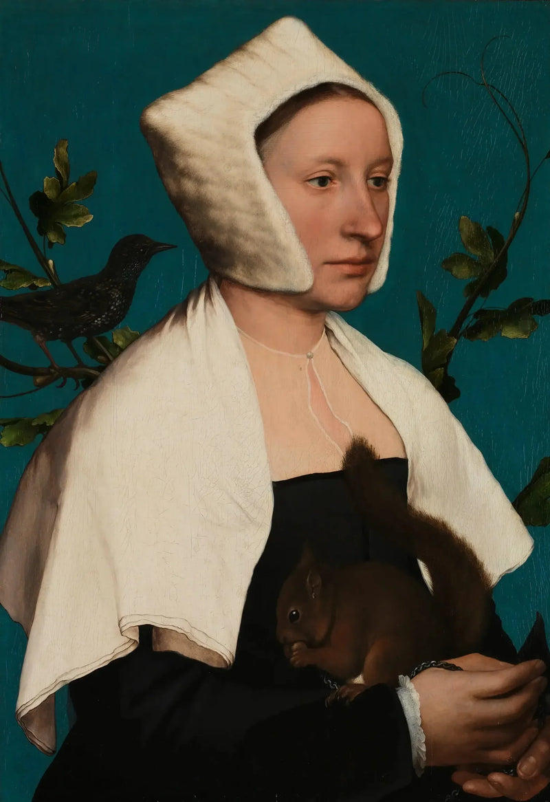 En dame med en egern og en stær (Anne Lovell?) - Hans Holbein den Yngre