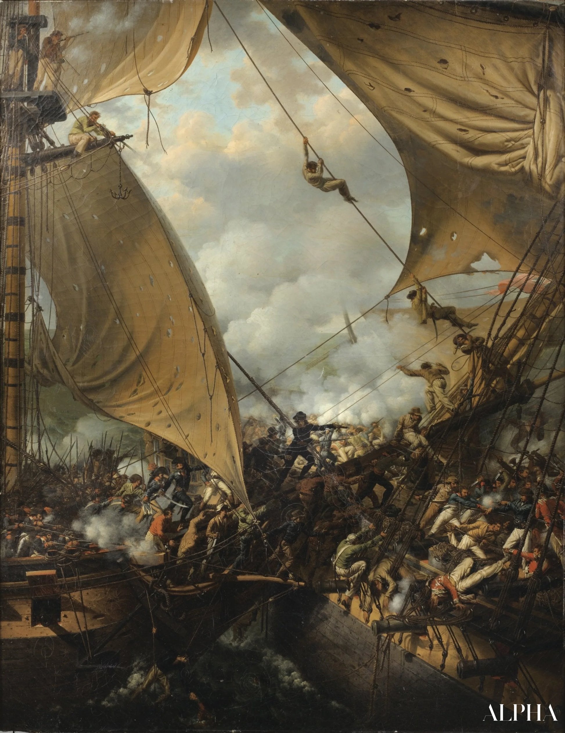 Abordage et capture de la frégate Embuscade par la corvette Bayonnaise en 1798 - Louis Philippe Crepin - Reproductions de tableaux et peintures haut de gamme