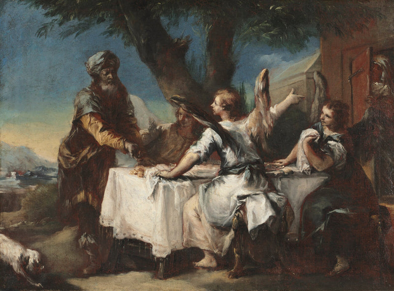 Abraham byder de tre engle velkommen - Francesco Guardi