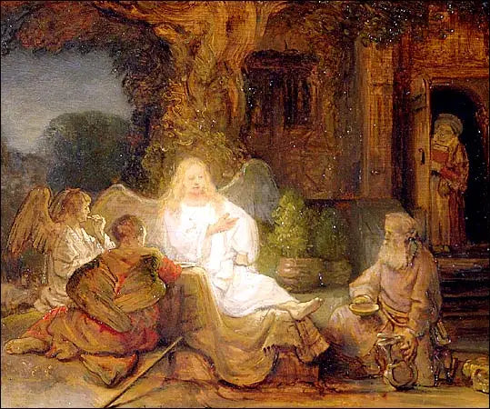 Abraham og de tre engle - Rembrandt