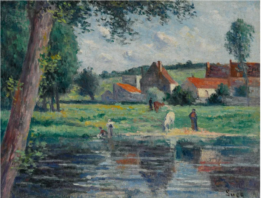 Abreuvoir ved bredden af Cure - Maximilien Luce