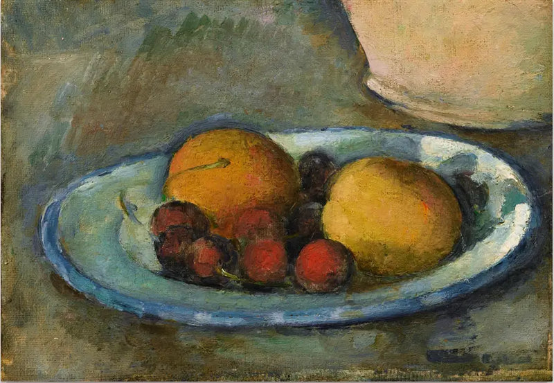 Abrikoser og kirsebær på en tallerken - Paul Cézanne