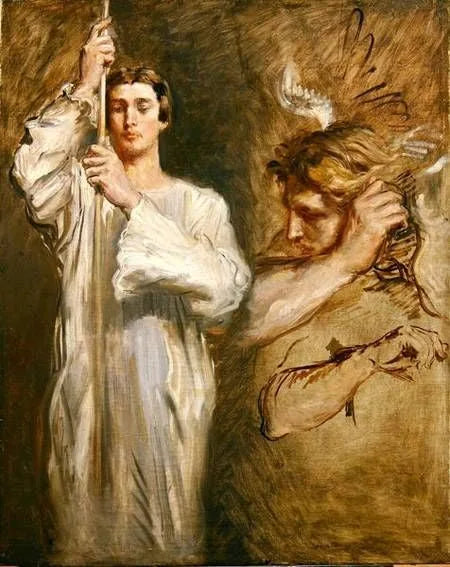 Acolyte bærer kors og englefigur - Théodore Chassériau