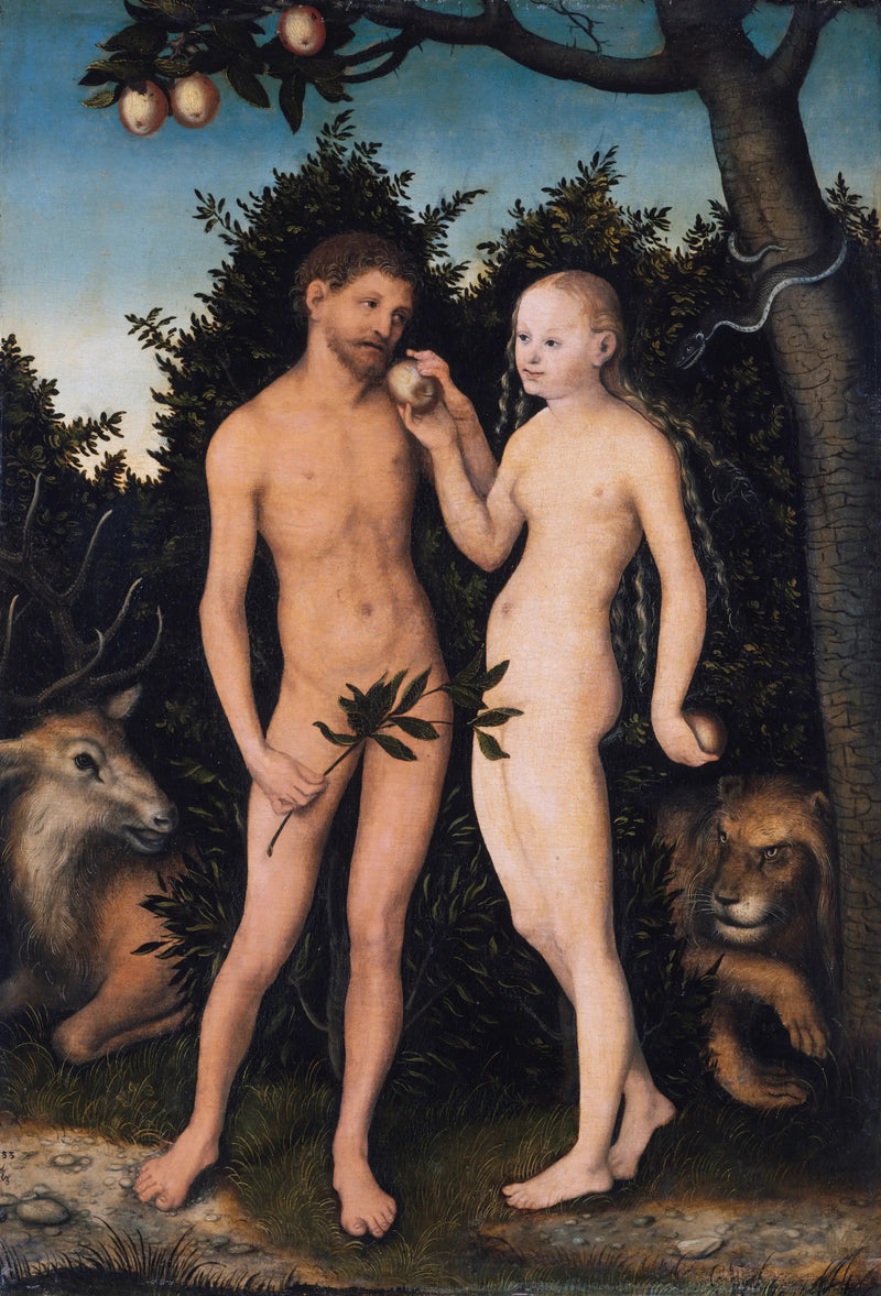 Adam og Eva i Paradiset - Lucas Cranach den Ældre