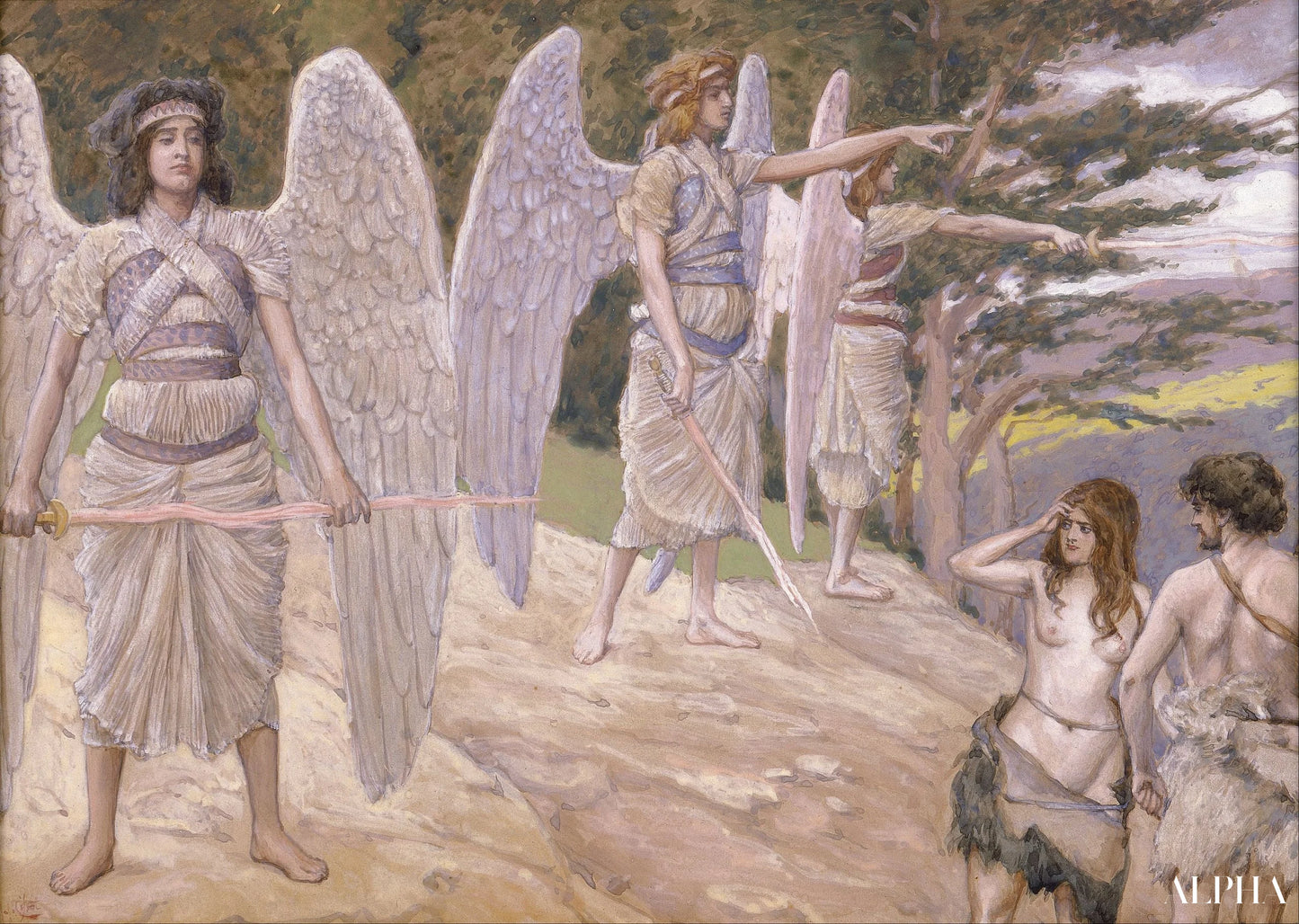 Adam og Eva jaget fra paradiset - James Tissot - Reproduktioner af malerier og højkvalitets malerier