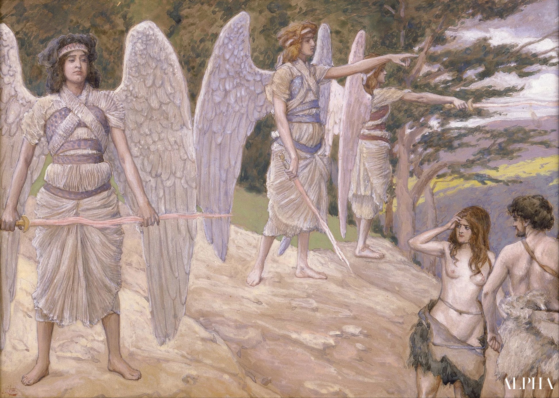 Adam og Eva jaget fra paradiset - James Tissot - Reproduktioner af malerier og højkvalitets malerier