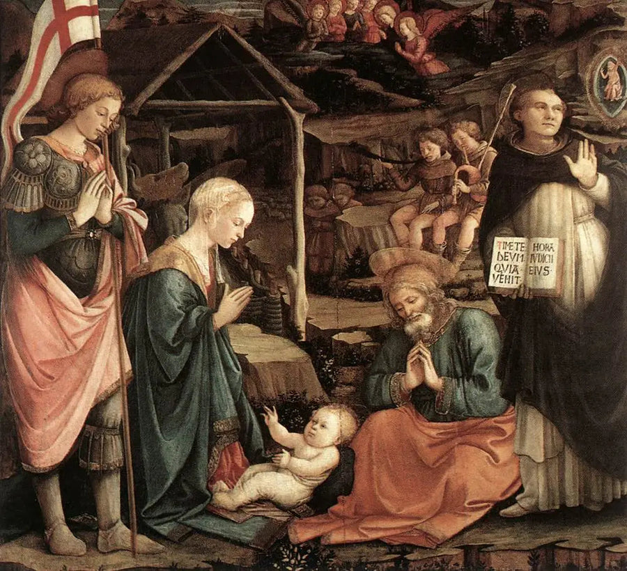 Barnets tilbedelse med Saint Vincent Ferrier og Saint Georg - Fra Filippo Lippi