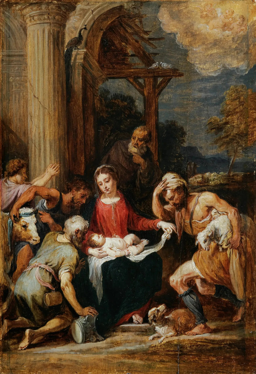 Betagelse af hyrderne, efter Andrea Schiavone - David Teniers den Yngre