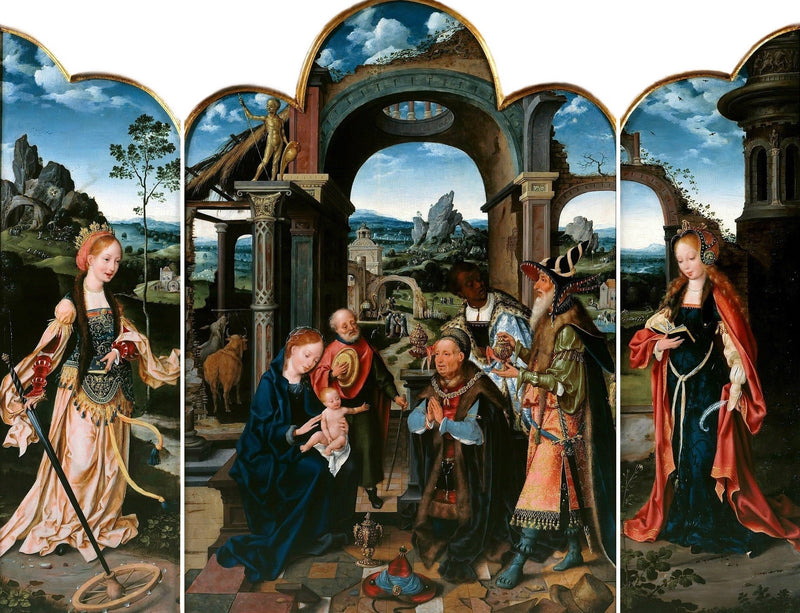 Tilbedelse af de vise mænd med Sigismund I af Polen. - Joos van Cleve