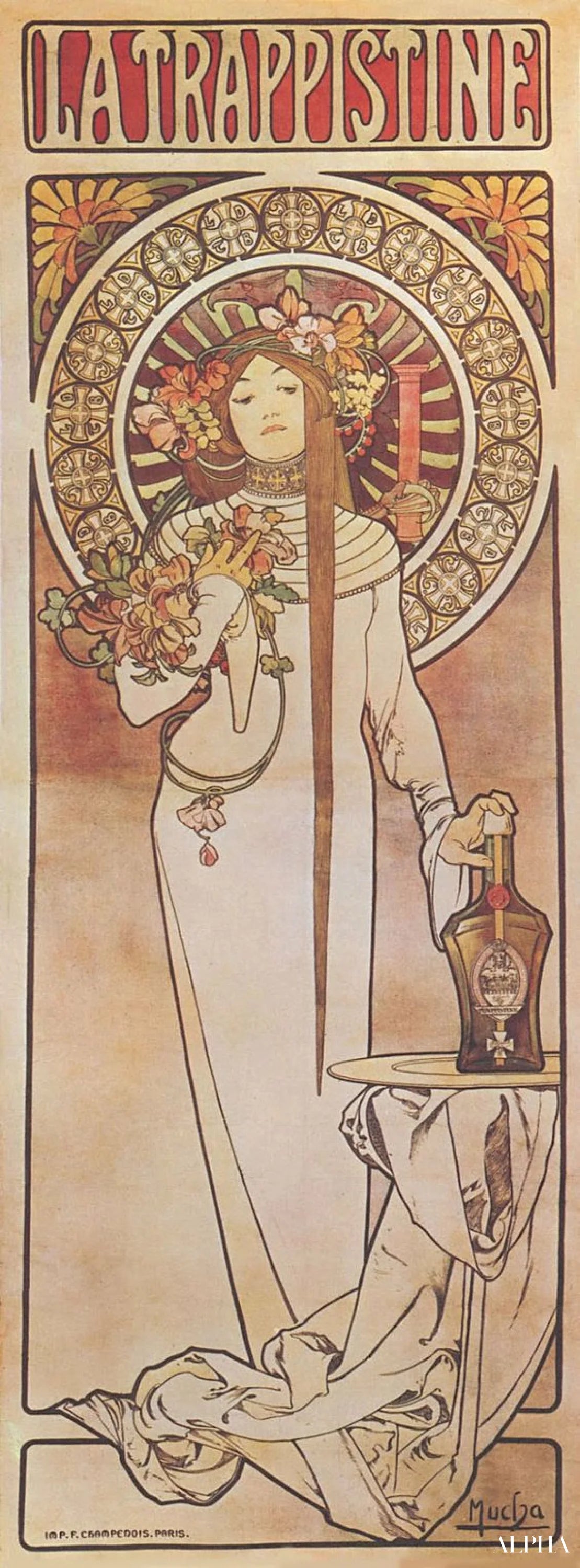Plakat La Trappistine - Mucha - Reproduktioner af malerier og højkvalitets malerier