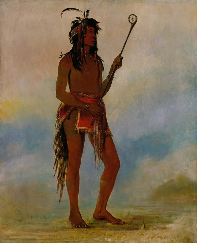 Ah-nó-je-nahge, Den, der står på begge sider, en distingueret boldspiller - George Catlin
