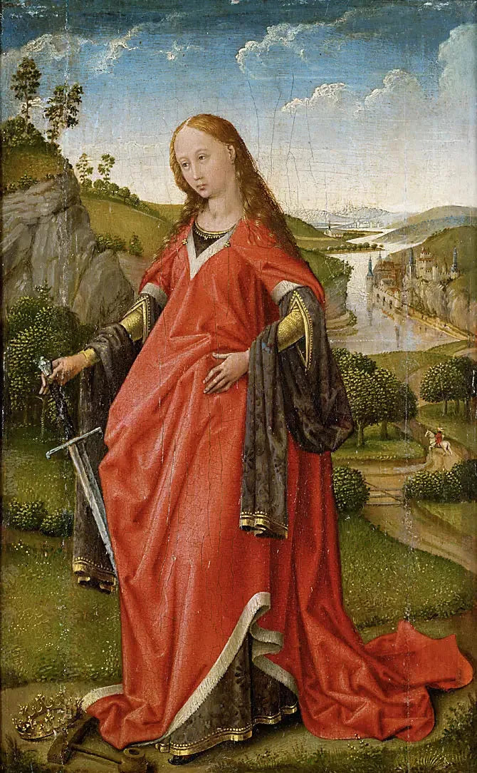 Højre side af et diptykon: Sankt Katharina - Rogier van der Weyden