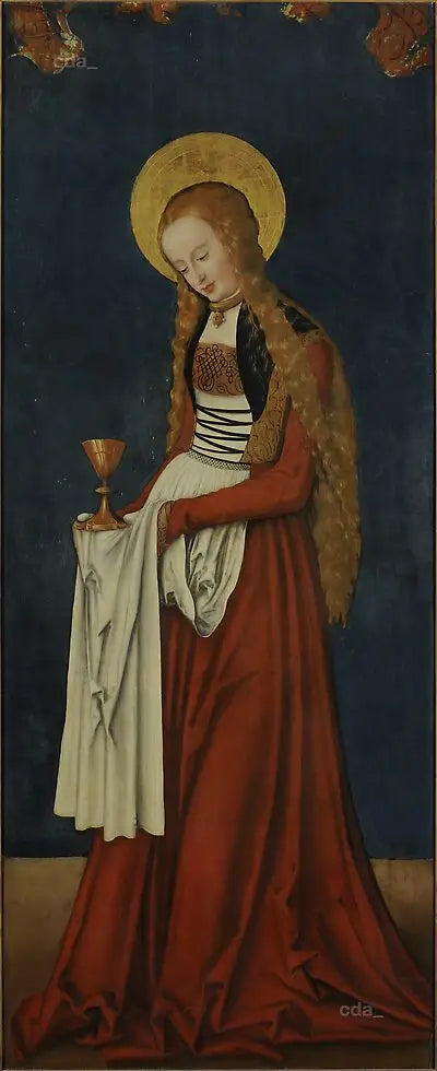 Vinger af det vestlige korretape i Naumbourg-katedralen [højre vinge]: Sankt Barbara [udvendig] - Lucas Cranach den Ældre