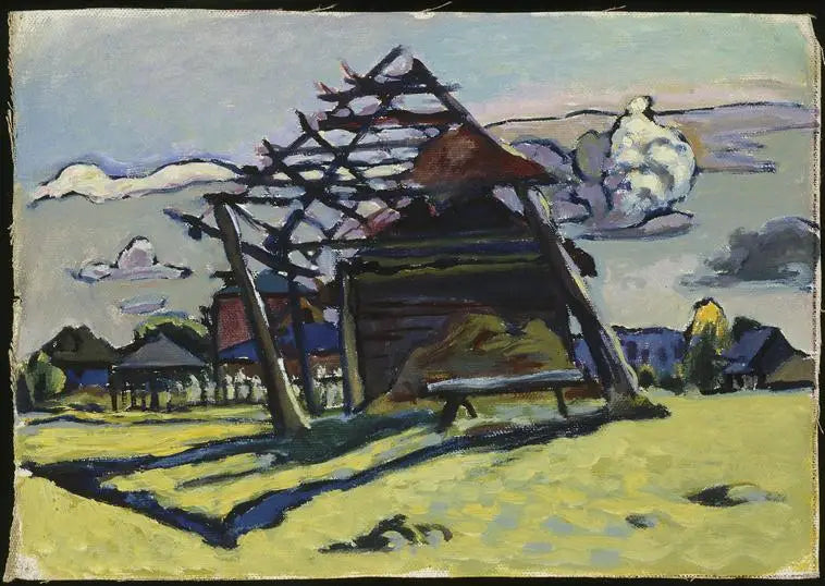 Akhtyrka, ramme til en høstak og gård - Vassily Kandinsky