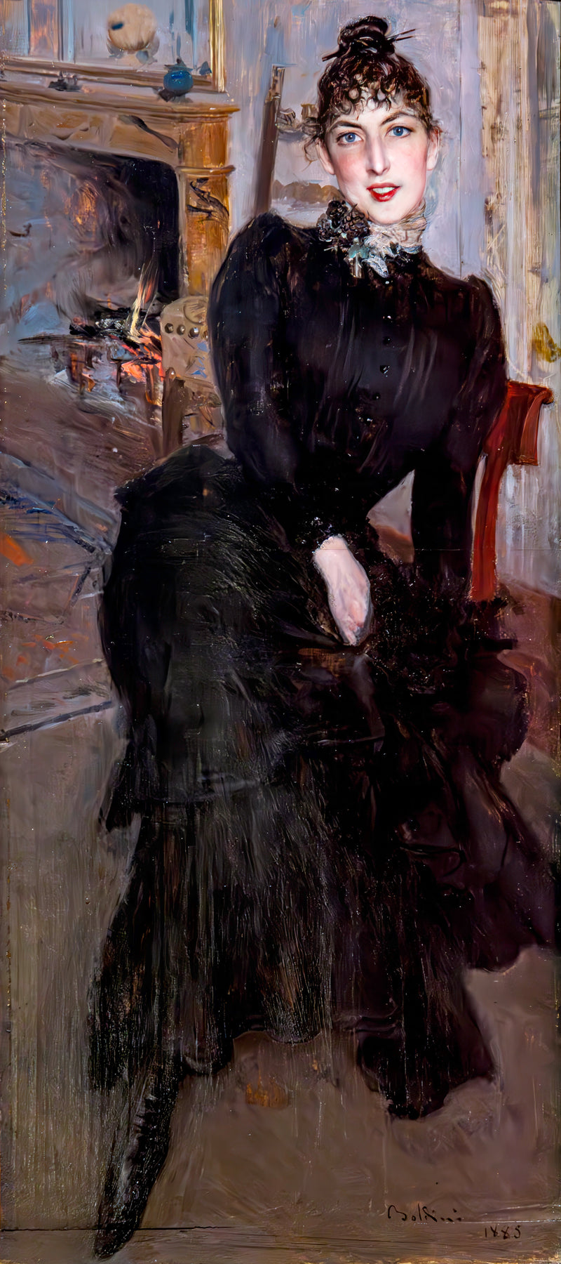 Alaide Banti ved pejsen - Giovanni Boldini