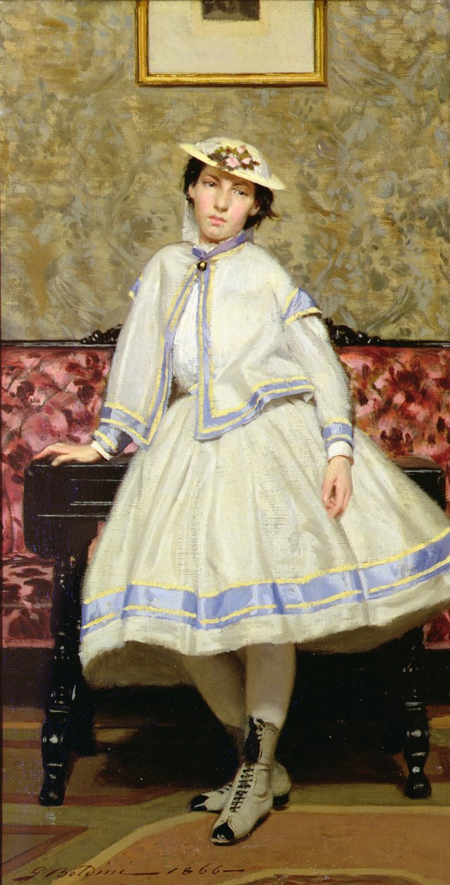 Alaide Banti i hvid kjole - Giovanni Boldini