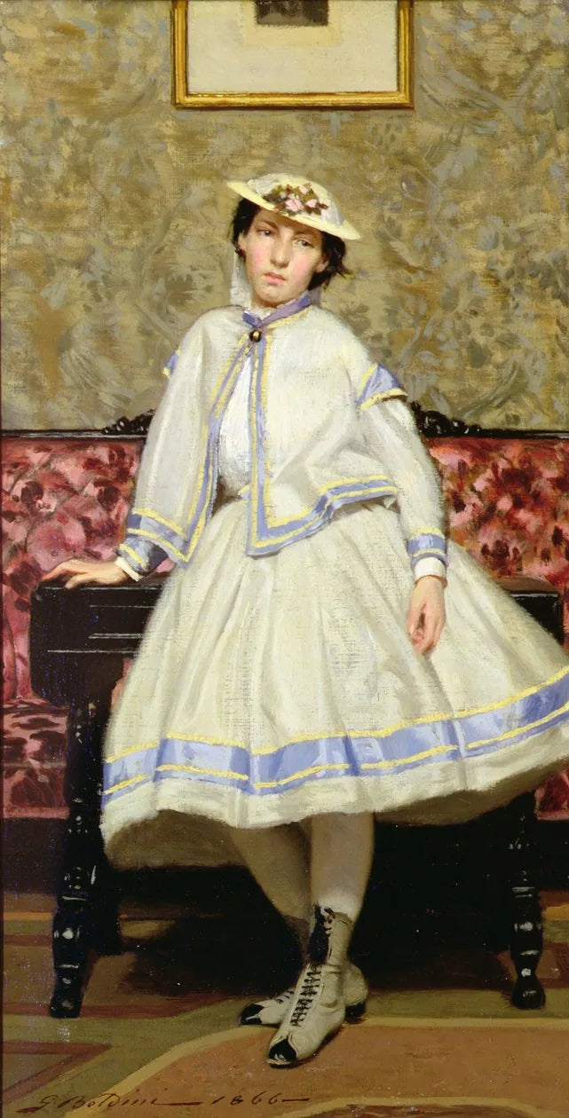 Alaide Banti i hvid kjole - Giovanni Boldini