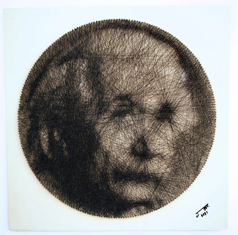 Albert Einstein snor kunst | 60 x 60 cm
