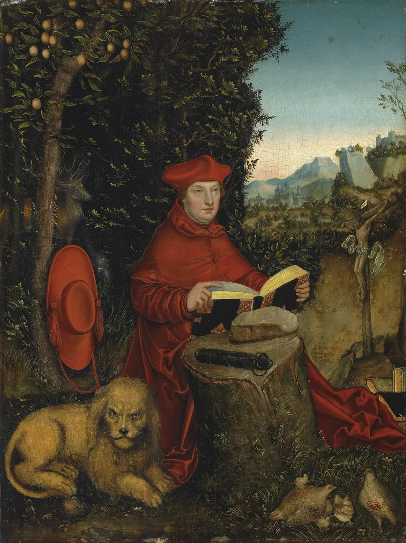 Albrecht de Brandebourg og Sankt Jerome i et landskab - Lucas Cranach den Ældre