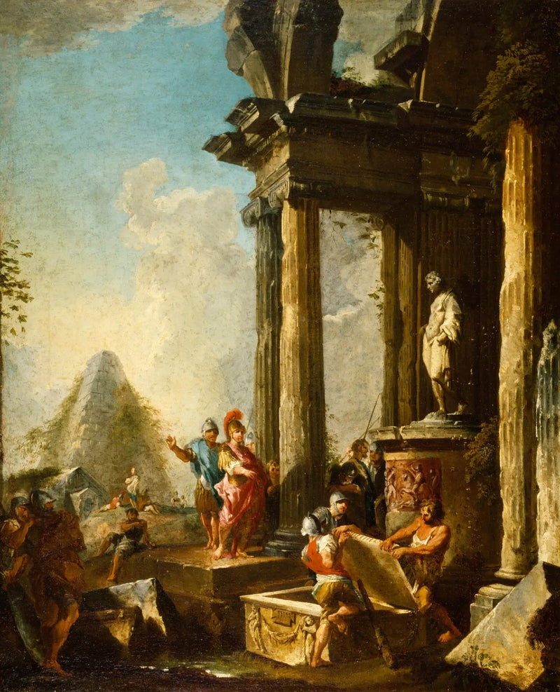 Alexander den Store ved Achilleus' grav - Giovanni Paolo Panini