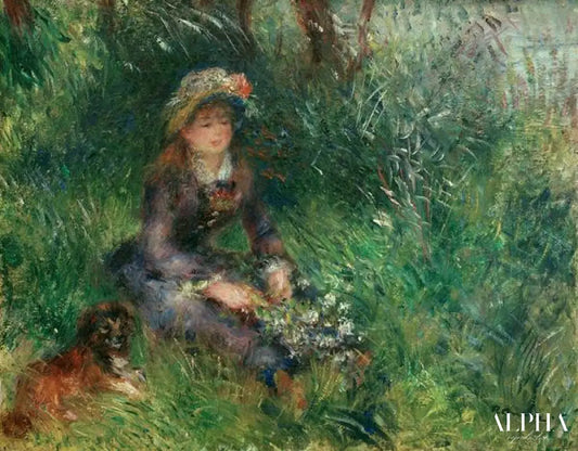 Aline Charigot avec un chien - Pierre-Auguste Renoir - Reproductions de tableaux et peintures haut de gamme