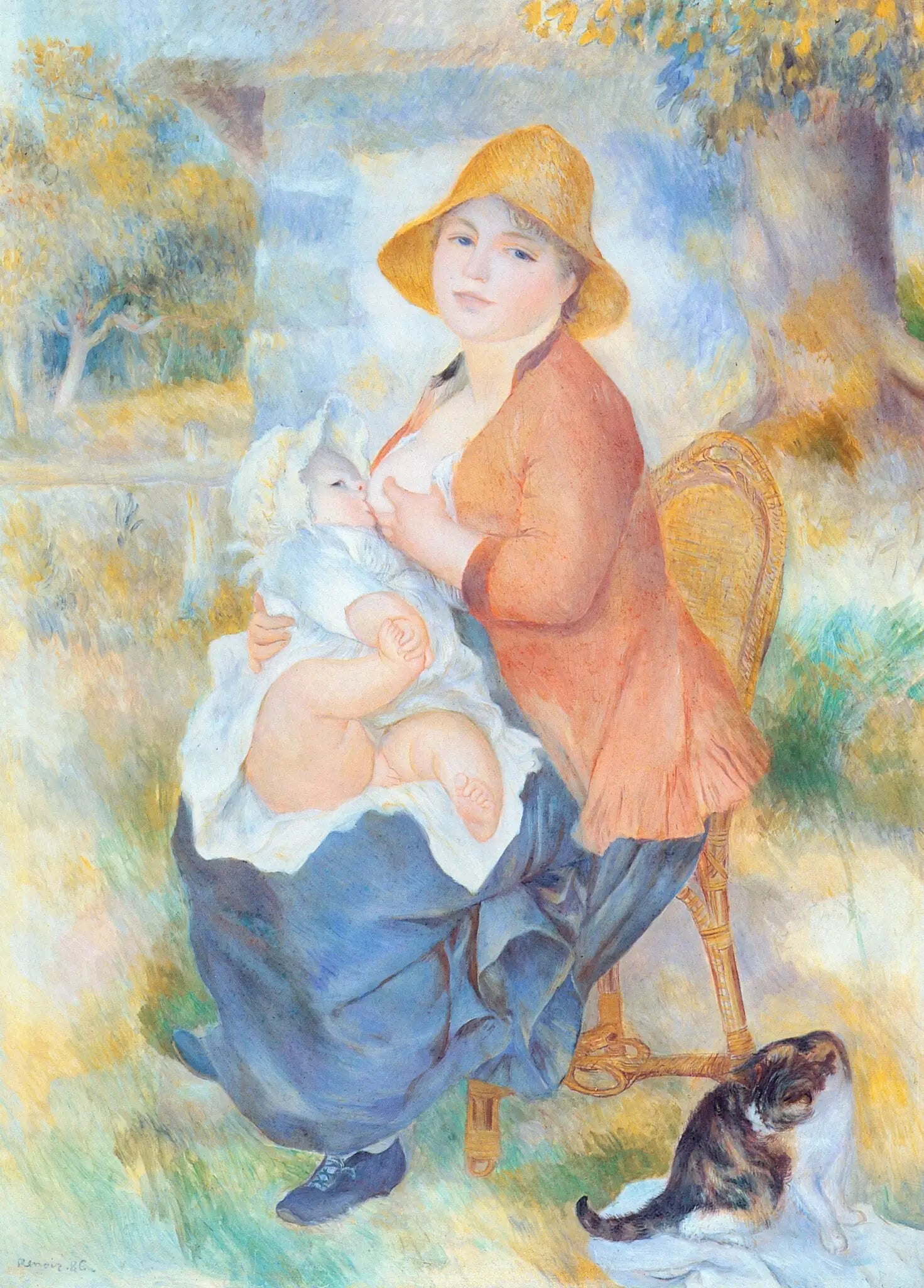 Aline Renoir allaitant son fils Pierre - Pierre-Auguste Renoir image 1 copie de tableau peinte à la main