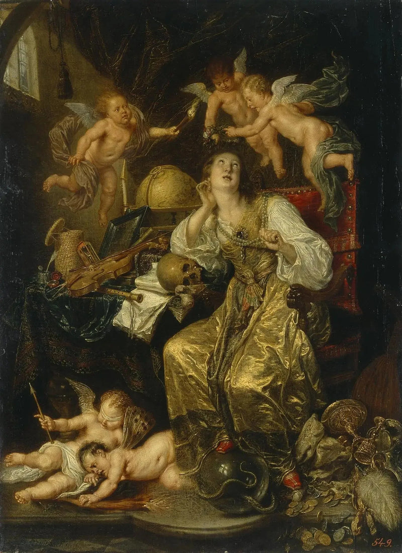 Allegori af forsigtighed, der triumferer over forfængelighed (Allégorie de la foi) - David Teniers le Jeune