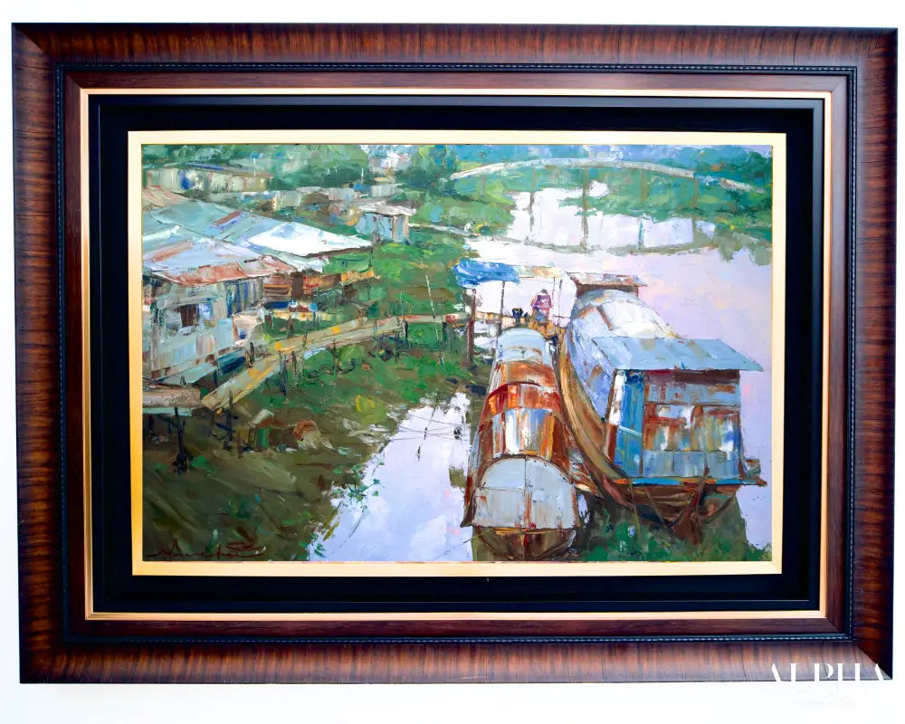 Alongside the river at Ayutthaya – Somchai | 80 x 120 cm Reproductions de tableaux à la peinture à l’huile