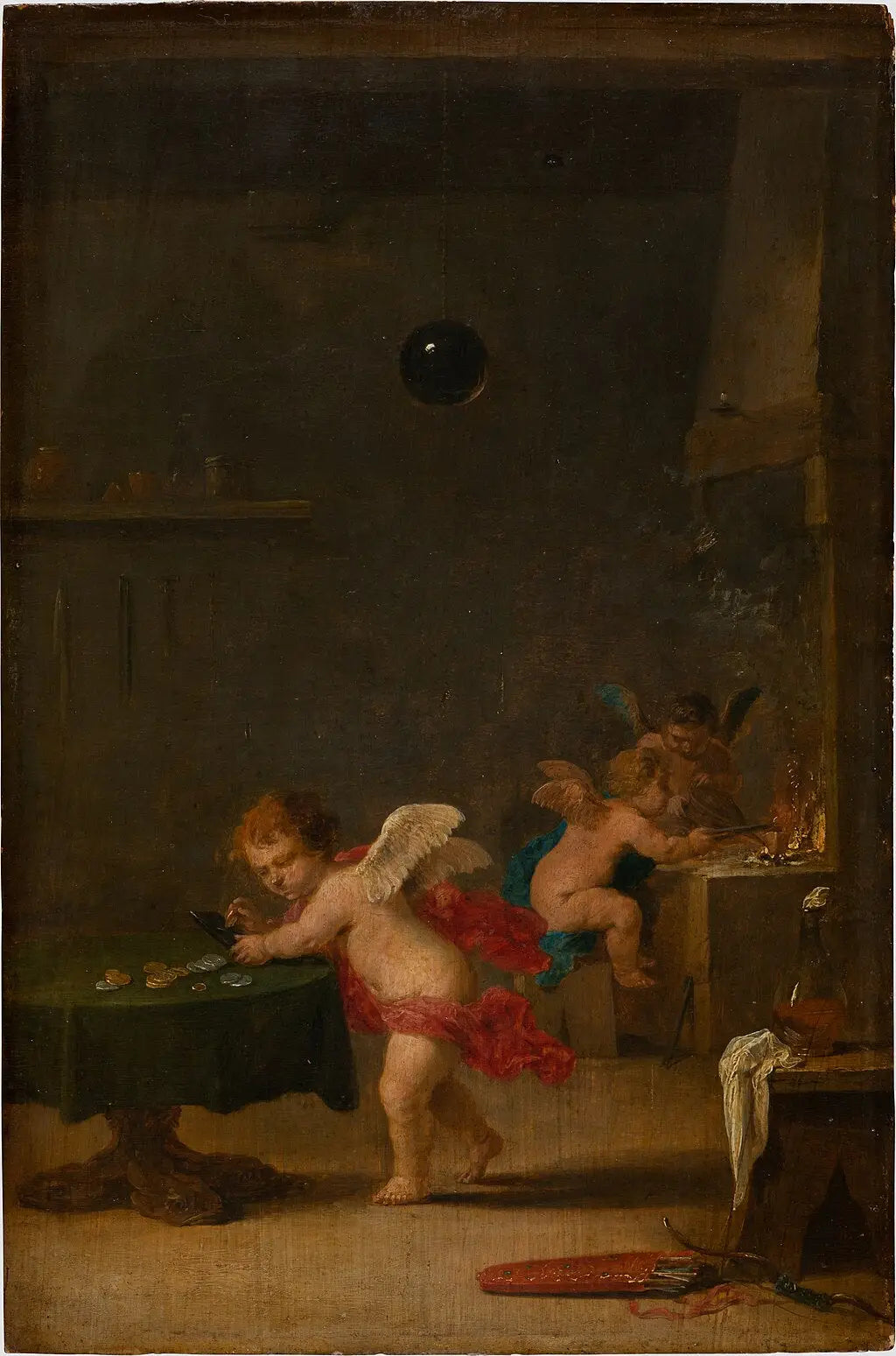 Amoretti dans l'atelier d'un alchimiste - David Teniers le Jeune image 1 reproduction d’œuvre d’art à l’huile