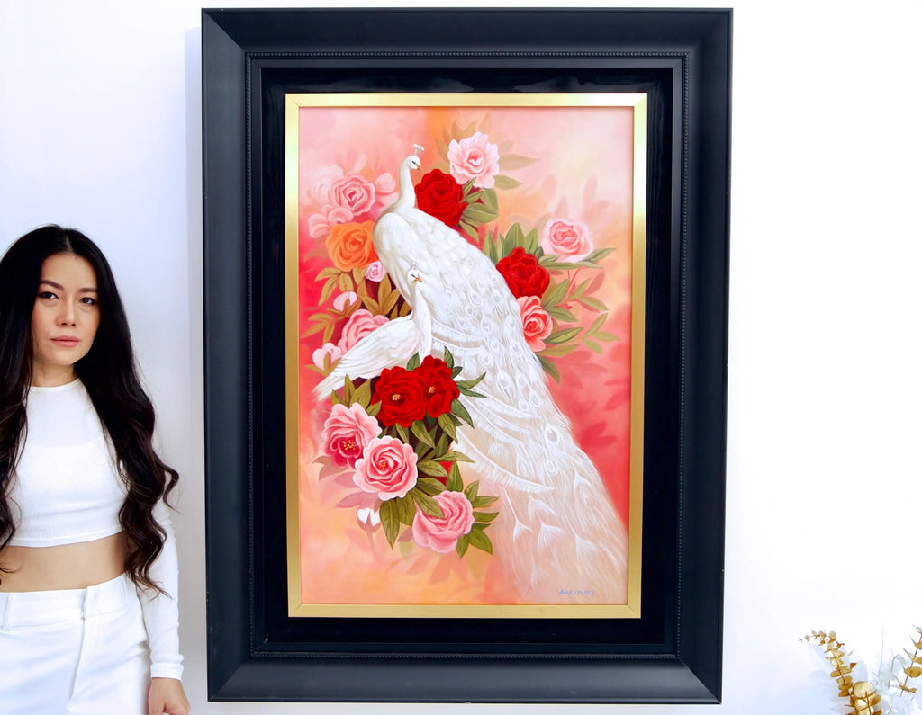Love and White Peacock - Hudsadayuth | 60 x 90 cm Reproductions de tableaux à la peinture à l’huile