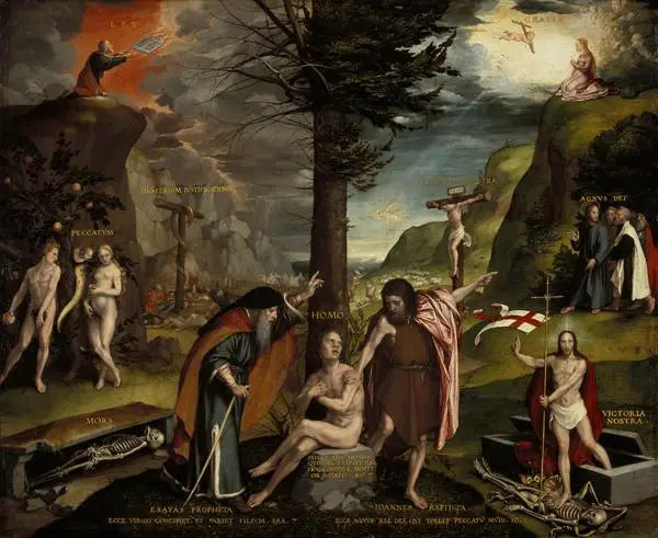En Allegori over Det Gamle og Det Nye Testamente - Hans Holbein den Yngre