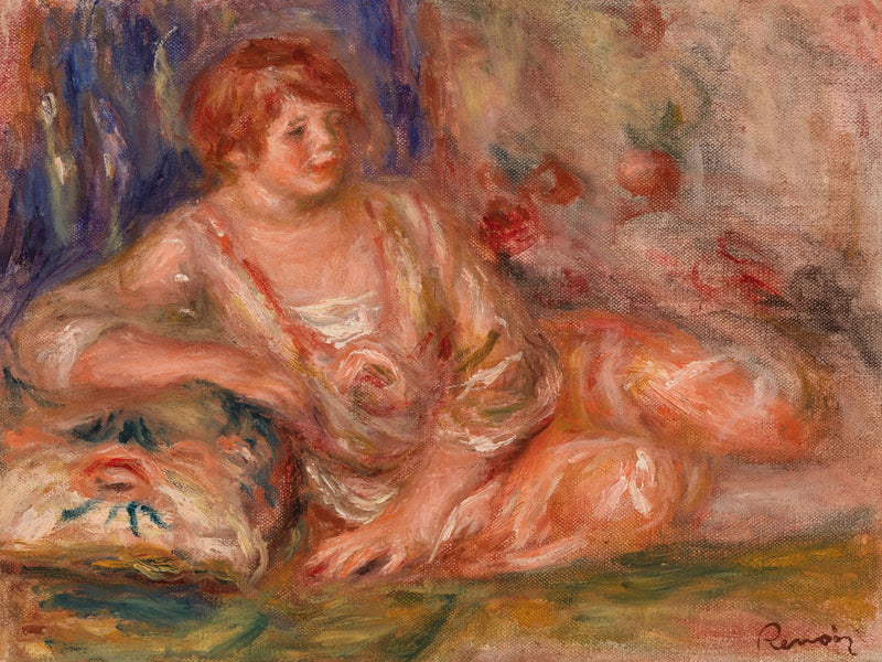 Andrée i rosa, liggende (Andrée i rosa udstrakt) - Pierre-Auguste Renoir