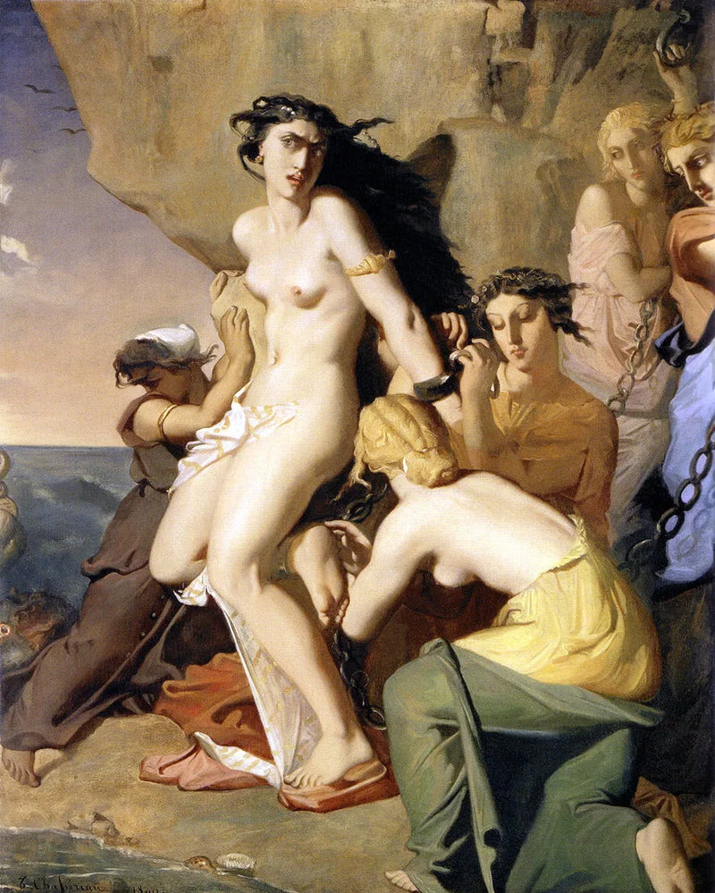 Andromeda vedhæftet klippen af Nereiderne - Théodore Chassériau