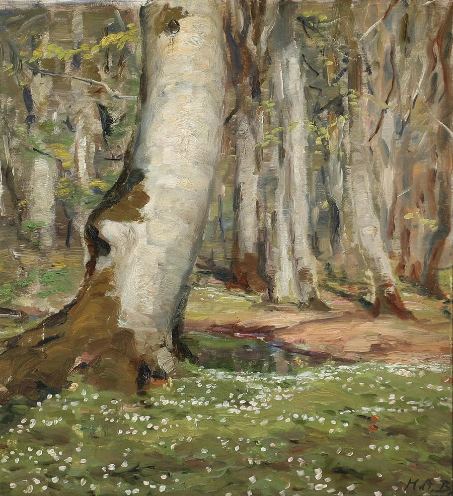 Anemoner i skoven om foråret. - H. A. Brendekilde