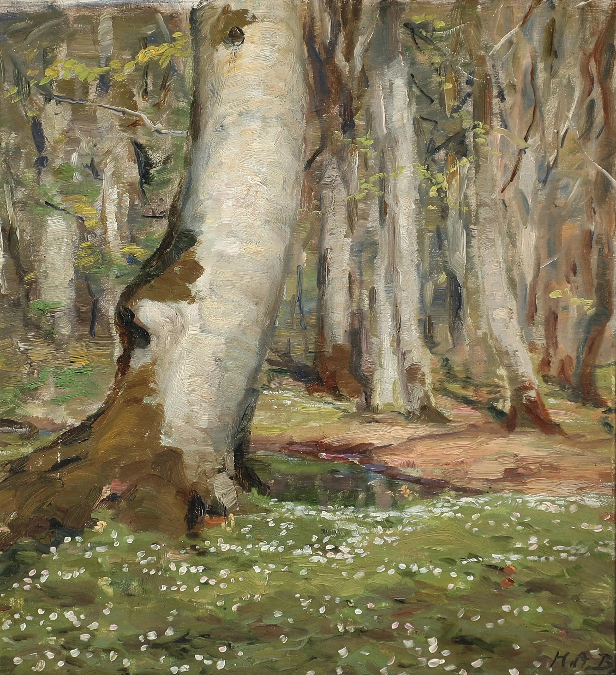 Anémones dans les bois au printemps. - H. A. Brendekilde - Alpha Reproduction