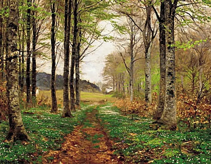 Anemoner i en forårsskov. - H. A. Brendekilde