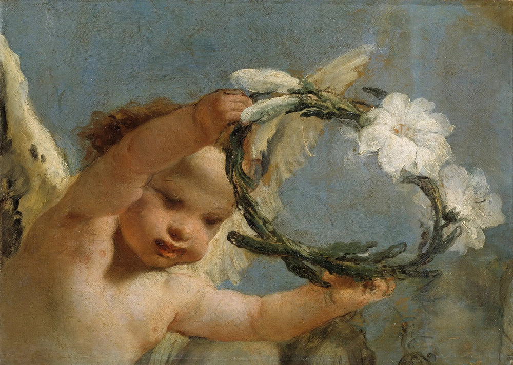 Ange avec une couronne de lys - Giovanni Battista Tiepolo image 1 tableau peint à l’huile sur toile