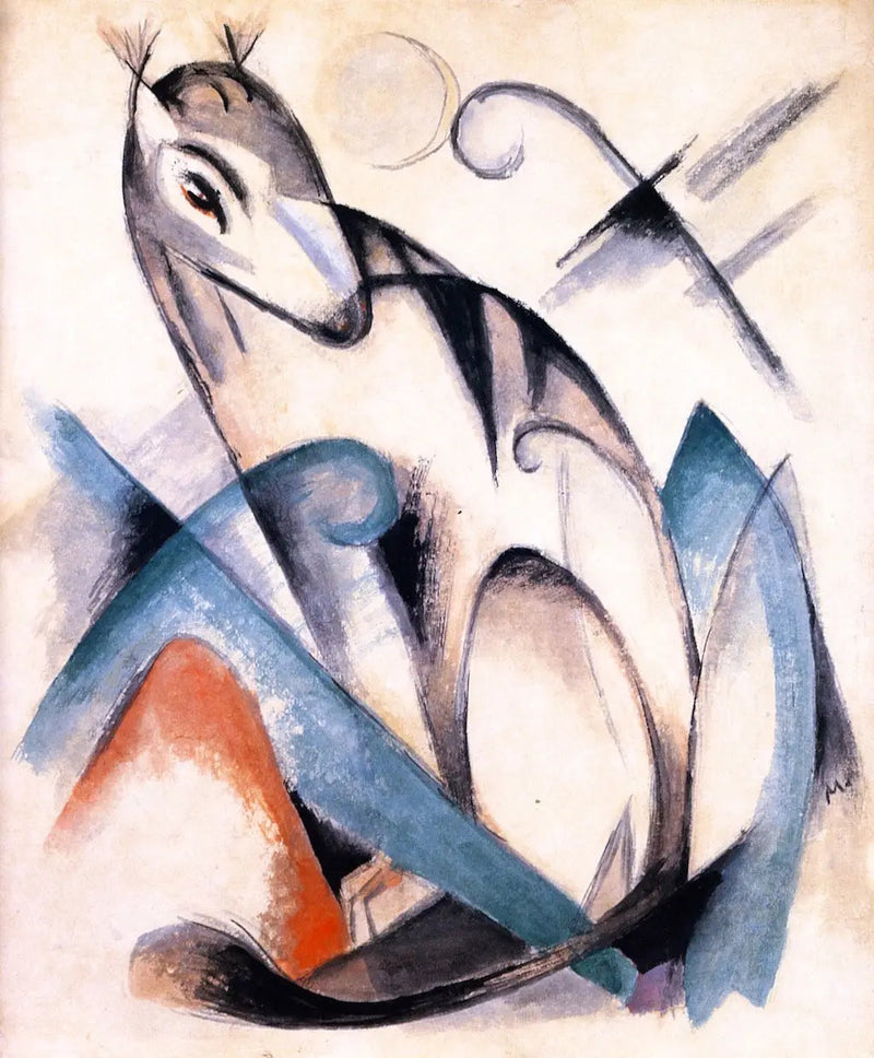 Fantasydyr siddende - Franz Marc
