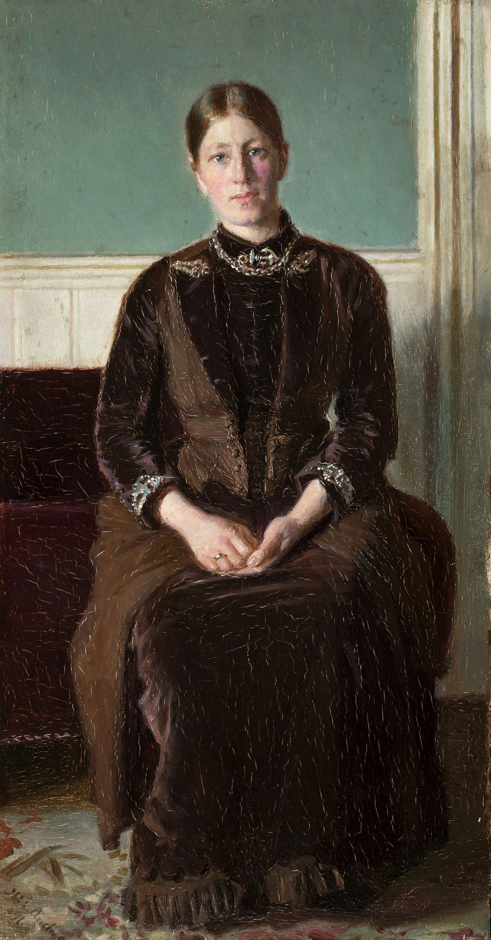 Anna Ancher assise dans la salle nord. - Michael Peter Ancher image 1 reproduction artisanale de tableau