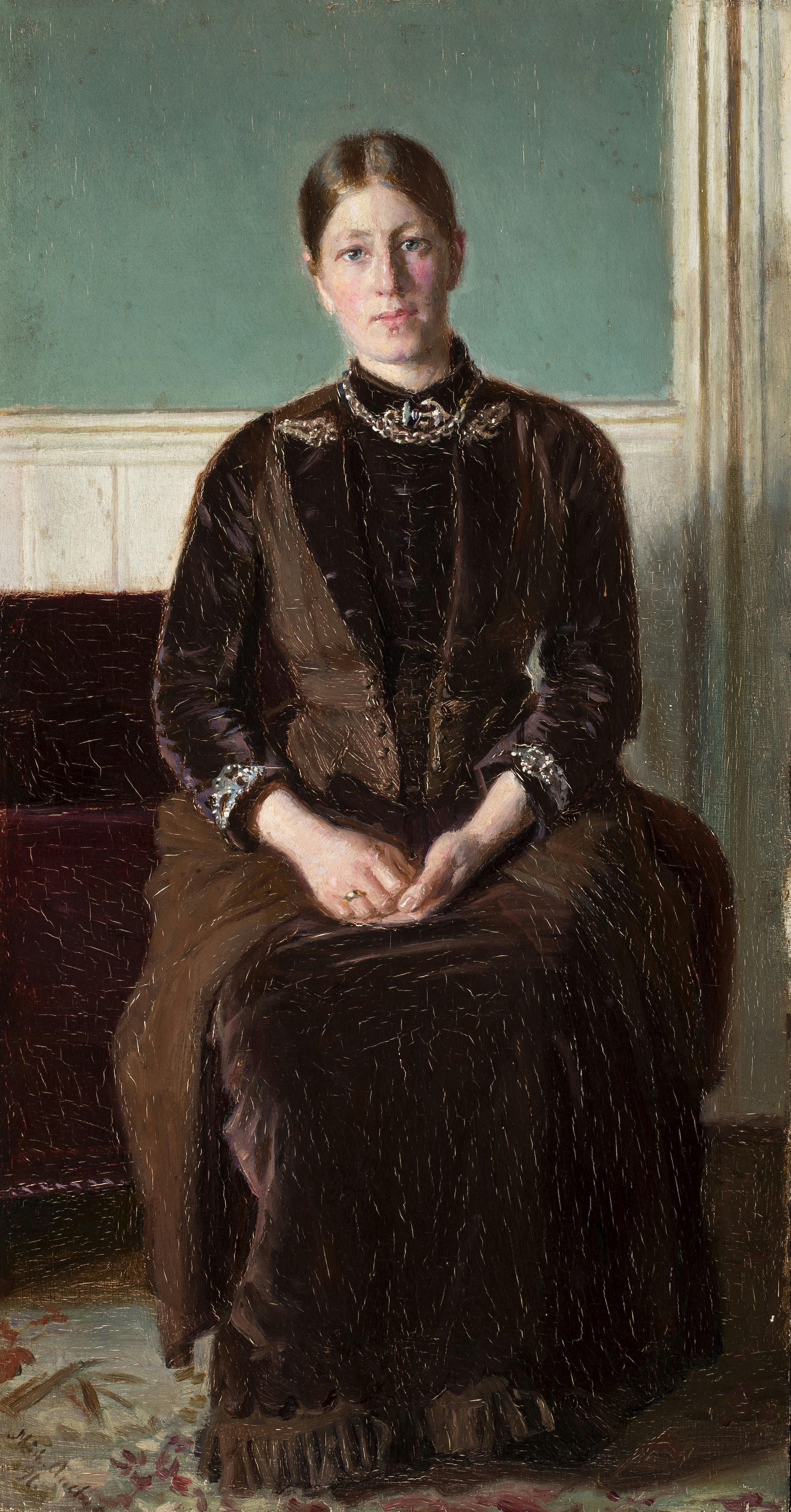 Anna Ancher assise dans la salle nord. - Michael Peter Ancher image 1 reproduction artisanale de tableau